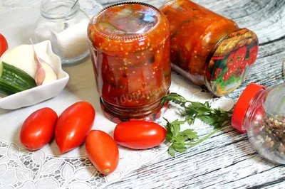 Улётный САЛАТ НА ЗИМУ из кабачков, помидоров и болгарского перца -  пошаговый рецепт с фото на Готовим дома