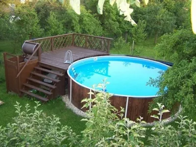 каркасный бассейн на даче | Ландшафтный дизайн для заднего двора, Идеи для  садового дизайна, Небольшие дворовые бассейны
