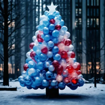 Новогодняя елка белая с синими шарами - 29 фото