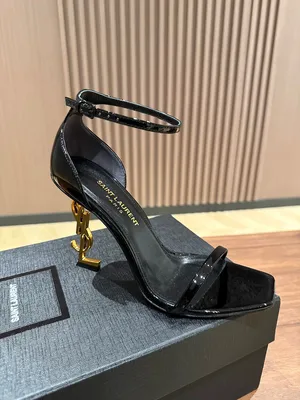 Женские черные босоножки YSL Opyum на фигурном каблуке кожа кожаные туфли Yves  Saint Laurent Ив Сен Лоран (ID#1418406091), цена: 5399 ₴, купить на Prom.ua