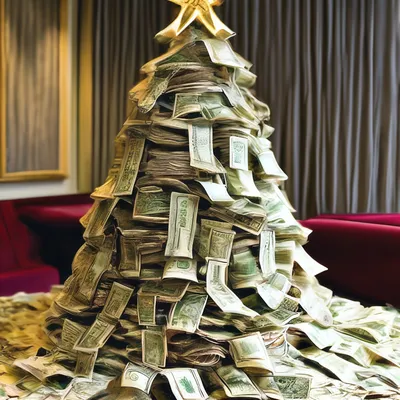 Новогодняя елка из пачек денег 💵» — создано в Шедевруме