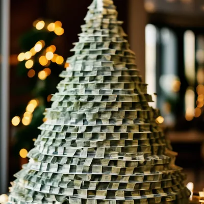 Рождественская елка Origami денег Стоковое Изображение - изображение  насчитывающей решения, двухстороннего: 79755797