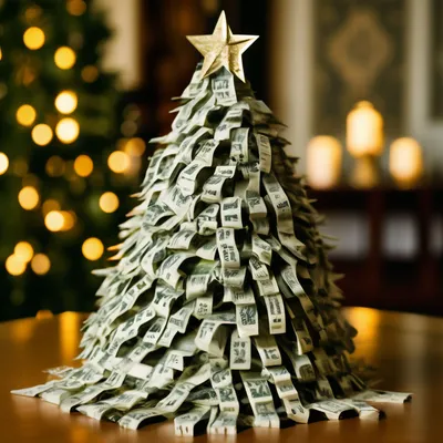 Новогодняя елка украшенная деньгами» — создано в Шедевруме