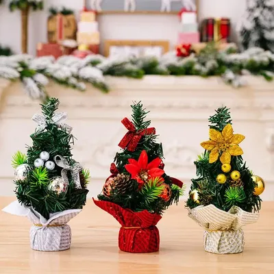 Мини искусственная Рождественская елка маленькая сосна Реалистичная  настольная Рождественская елка с орнаментом сосновая елка для  Рождественского украшения | AliExpress