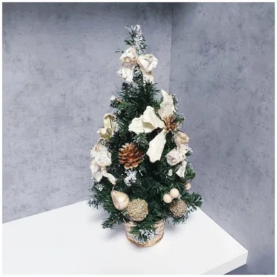Елка новогодняя мини, настольная елочка со снегом на деревянной подставке  купить по низким ценам в интернет-магазине Uzum (835360)