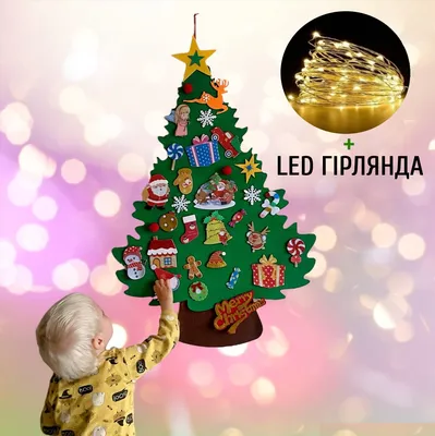Набор украшений для рождественской елки из фетра своими руками, теплые  белые светодиодные гирлянды, настенные подвесные фетровые рождественские  елки – лучшие товары в онлайн-магазине Джум Гик