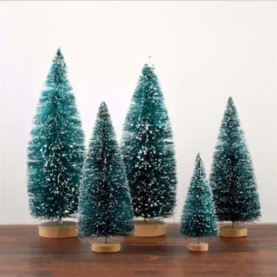 Мини-елка из сизаля и шелка, украшение для рождественской елки, золотистая,  серебристая, синяя, зеленая, белая, 12 шт. | AliExpress