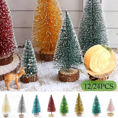 12 шт., настольные украшения для новогодней ёлки из сизаля | AliExpress