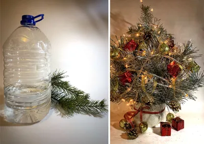 Как сделать новогоднюю елку из живых веток и пластиковой бутылки? Делюсь  подробной инструкцией | Дизайнер Сергей Кожевников | Дзен