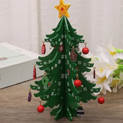 Рождественская елка детская ручная работа Сделай Сам стерео Деревянная  Рождество дерево на сцене макет | AliExpress