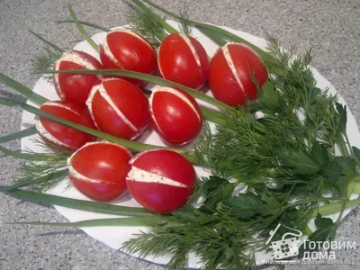 Фаршированные томаты с творожным сыром, пошаговый рецепт на 1408 ккал,  фото, ингредиенты - Hochland