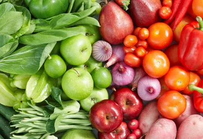 Корзина и осенний урожай из фруктов, овощей, ягод Stock Photo | Adobe Stock
