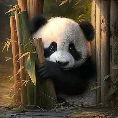 Панда ест бамбук. редкий и угрожающий черно-белый медведь. создан нейронный  интерфейс Иллюстрация штока - иллюстрации насчитывающей одичало, угрожано:  274521092