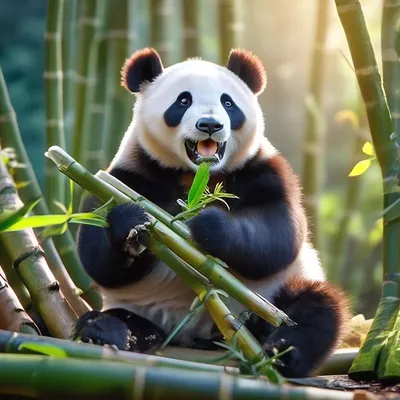 изображение с водопластом панды с бамбуком. рукоятка. Иллюстрация штока -  иллюстрации насчитывающей художничества, уши: 232084047