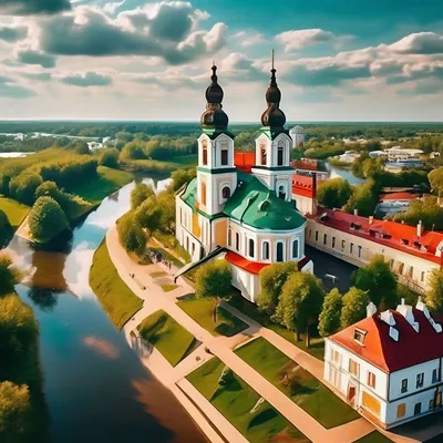 Красивый город в Беларуси, Береза, …» — создано в Шедевруме