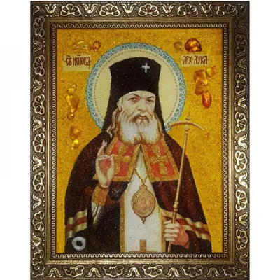 Греческая православная деревянная икона Святого Луки Крымского с  22-каратным золотым листом – Agiografia Icons