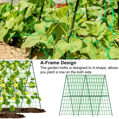 Набор для выращивания огурцов, рама А-образная для садовых овощей, подходят  для альпинизма, съемные, 48x48 дюймов, с сеткой и зажимами | AliExpress
