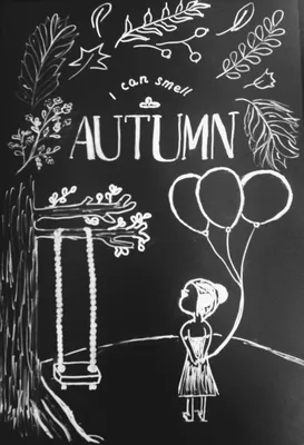 Осень доска меловая доска интерьер девочка autumn decor ideas | Рисование  картин мелом, Меловая доска, Искусство мелом