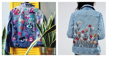 Рисунки на джинсовке - как украсить джинсовую куртку росписью акриловыми  красками, нашивками, печатью на джинсе