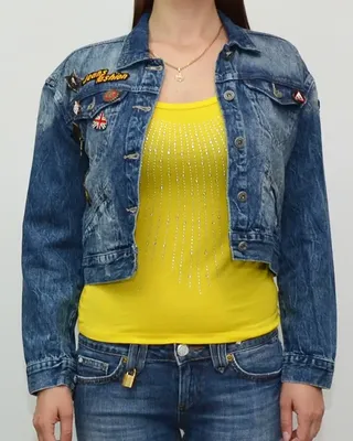 Женская Голубая джинсовая куртка с принтом на спине и капюшоном купить в  онлайн магазине - Unimarket