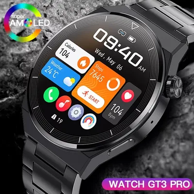 Умные часы мужские GT3 Pro, AMOLED экран 390*390 HD, пульсометр,  Bluetooth-вызов, IP68, водонепроницаемые Смарт-часы для Samsung, подарок +  коробка | AliExpress