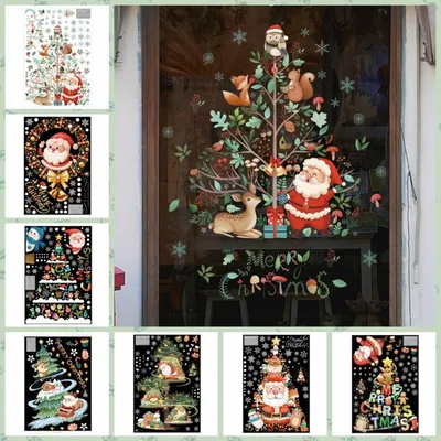 Купить Наклейки на окна \"Новогодние\" ёлка, снежинки, 21,5 х 16,5 см  (7006932) в Крыму, цены, отзывы, характеристики | Микролайн