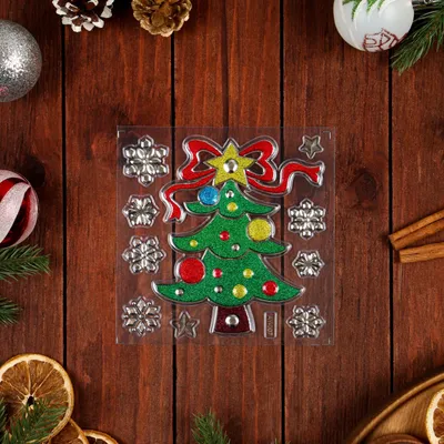 Новогодние наклейки на окно Снеговик и елка для украшения на Новый год  купить по выгодной цене в интернет-магазине OZON (184184753)