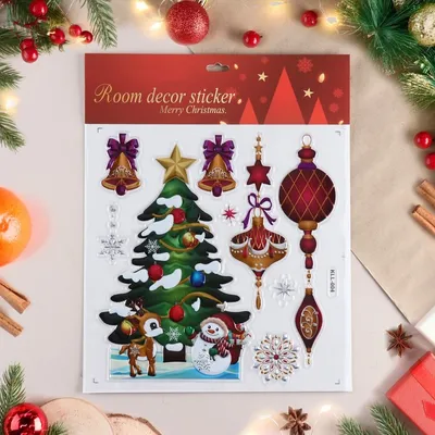 Декоративные наклейки на окно в виде рождественской елки | AliExpress