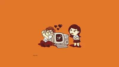 Обои парень, девушка, компьютер, любовь, геймер, вектор картинки на рабочий  стол, фото скачать бесплатно