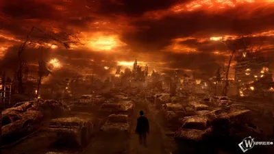 Картинка Апокалипсис, конец света свалка ночь, сталкер HD фото, обои для рабочего  стола