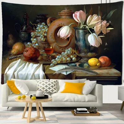 Картинка на рабочий стол натюрморт, кувшин, виноград, персики, сливы 1920 x  1080