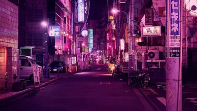 Обои улица, неон, ночной город, подсветка, фиолетовый, токио картинки на рабочий  стол, фото скачать бесплатно