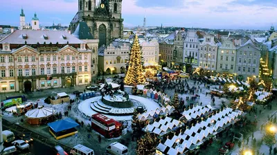 Новогодняя Прага, Чехия скачать фото обои для рабочего стола