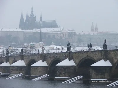 Обои для рабочего стола. Прага. Снег. Зима. wallpaper.