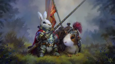 Обои кролик, морская свинка, рыцари, арт картинки на рабочий стол, фото  скачать бесплатно
