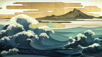 Японский рисунок море - 69 фото