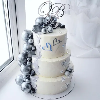 Торт на Серебряную Свадьбу | Юбилейные торты, Торт на годовщину свадьбы, Серебряная  свадьба