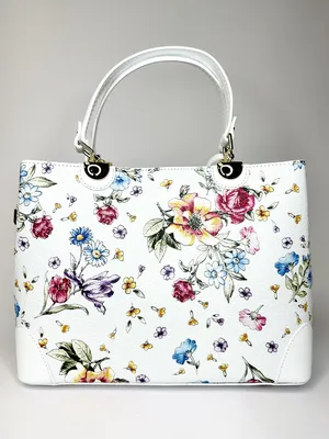 Купить итальянскую белоснежную женскую сумку с цветами и доставкой на дом  недорого | Marie bags store
