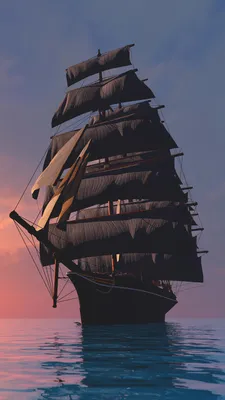 Images Sea 3D Graphics Sunrises and sunsets Sailing 1080x1920