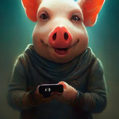 Забавная свинья держит телефон стоковое фото ©julos 130841544