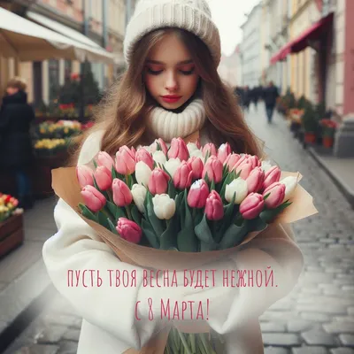История Instagram в желто-розовом дизайне с тюльпанами на тему праздника 8  марта - шаблон для скачивания | Flyvi