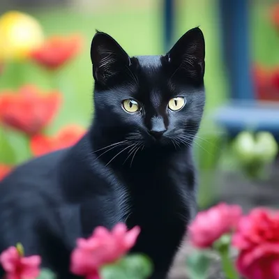 Картинка на заставку черный кот» — создано в Шедевруме