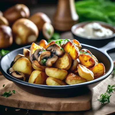 Жареная картошка с грибами в мультиварке - пошаговый рецепт с фото на  Повар.ру