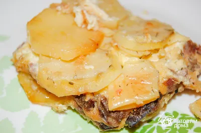 Картошка с мясом и грибами в духовке фото фотографии