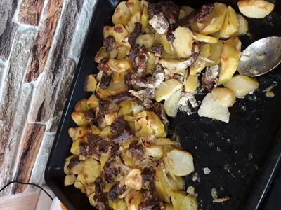 Картошка с мясом в духовке фото фотографии