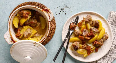 Картошка со свининой и грибами в горшочках, пошаговый рецепт с фото