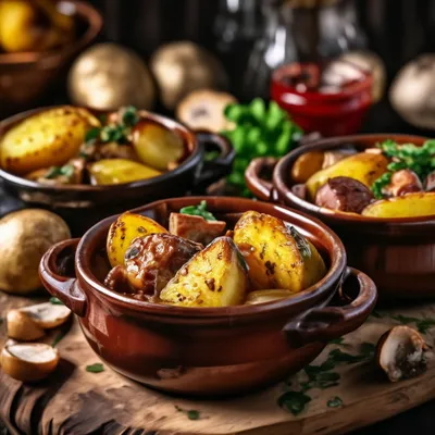 Картошка с мясом и грибами в …» — создано в Шедевруме