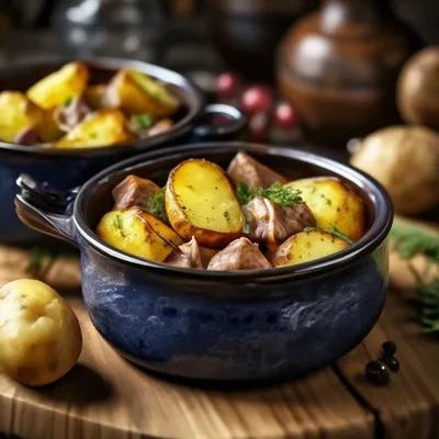 Картошка с мясом и грибами в …» — создано в Шедевруме