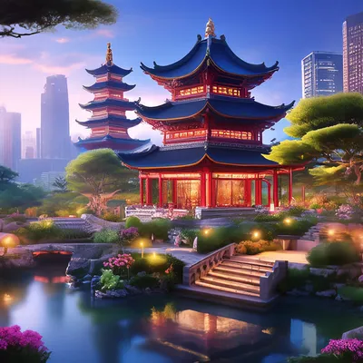 Красивое место китайский сад в осенний сезон | Премиум Фото