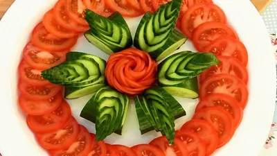 🍅Простая нарезка на праздничный стол из помидоров и огурцов🥒Carving  tomatoes and cucumbers - YouTube